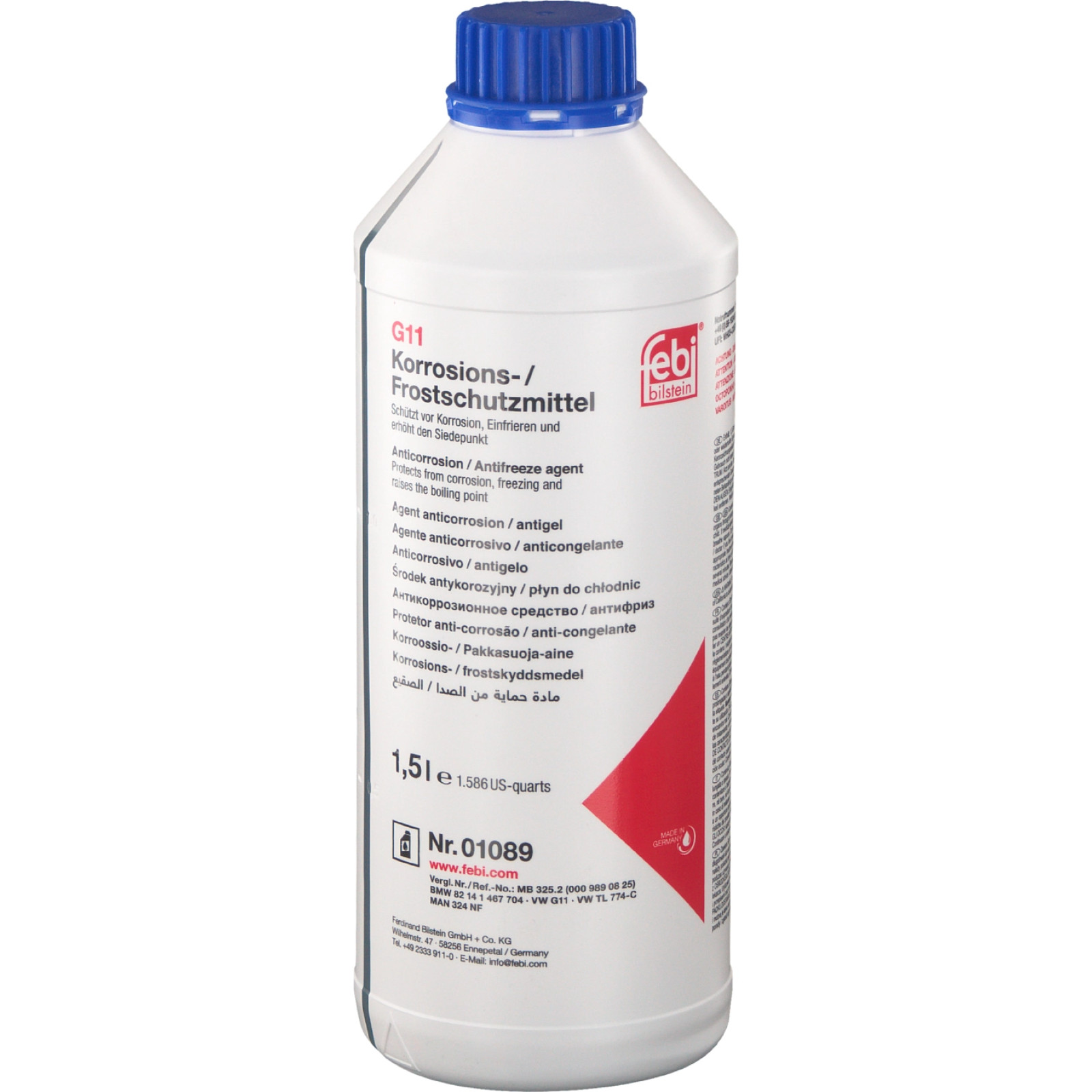 1 5 Liter febi bilstein 01089 Frostschutz für MERCEDES BENZ BMW OPEL FIAT VOLVO1 - Bild 1 von 1