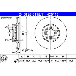 2x ATE 24.0125-0115.1 Bremsscheibe für VW PASSAT 3B2 3B3 3B5 3B6 Bremsscheiben
