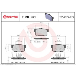 Brembo P 28 051 Bremsbelagsatz für HONDA ACCORD II III CR V I CR V STREAM CL