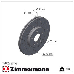 2x Zimmermann 150.2929.52 Bremsscheibe für MINI BMW 2 X1 CLUBMAN COUNTRYMAN F45