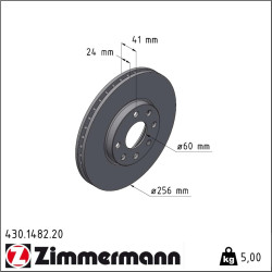 2x Zimmermann 430.1482.20 Bremsscheibe für OPEL ASTRA CLASSIC T98 F70 F35