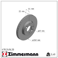 2x Zimmermann 470.2416.20 Bremsscheibe für RENAULT LADA DACIA CLIO MEGANE LOGAN