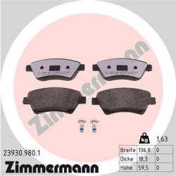Zimmermann 23930.980.1 Bremsbelagsatz für RENAULT GRAND SCENIC I KANGOO I