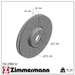 Zimmermann 150.2980.52 Bremsscheibe für BMW 3 G20 G80 G28 G21 G81