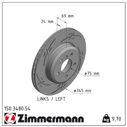 Zimmermann 150.3480.54 Bremsscheibe für BMW 5 6 7 F13 F12 F06 F01 F02 F03 F04